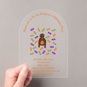 Invitations En Acrylique Cute Halloween Rat et Citrouille Custom