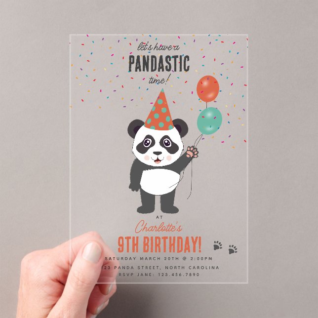 Invitations En Acrylique Cute Panda Bear Theme Kawaii Kids Birthday Party (In situ (ordinateur de poche))