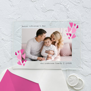 Invitations En Acrylique Cute Pink et Fuchsia Hearts Photo Saint Valentin