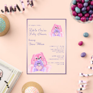 Invitations En Acrylique Cute Plushies Petit Baby shower Soeur