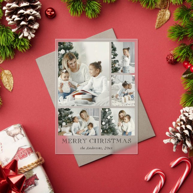 Invitations En Acrylique Cute Simple Photo Collage Christmas Holiday Card (Insitu (vacances))