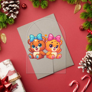 Invitations En Acrylique Cute Twin Teddy Bears