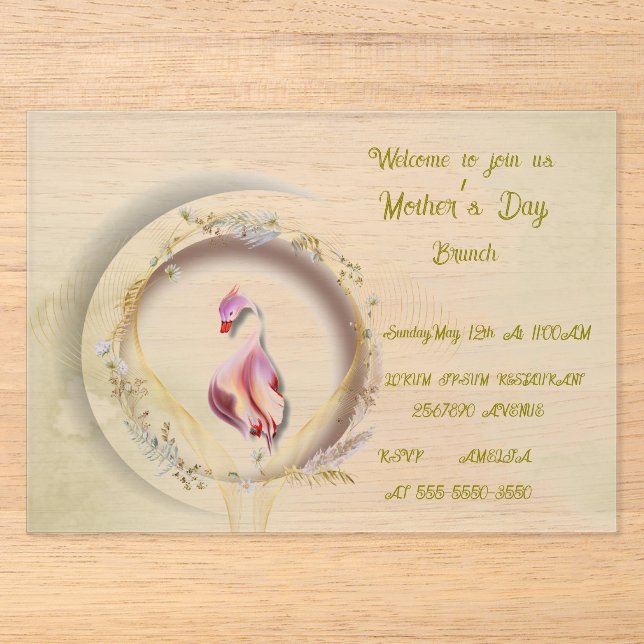 Invitations En Acrylique Cygne chic FÊTE des MÈRES  (Recto)