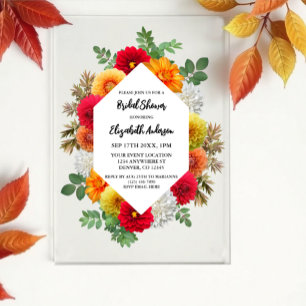 Invitations En Acrylique Dahlia d'automne Floral Mariage Tomber Fête de Mar