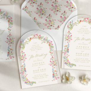 Invitations En Acrylique dainty romantique arche fleurie printemps jardin m