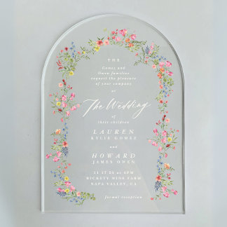 Invitations En Acrylique dainty romantique arche fleurie printemps jardin m