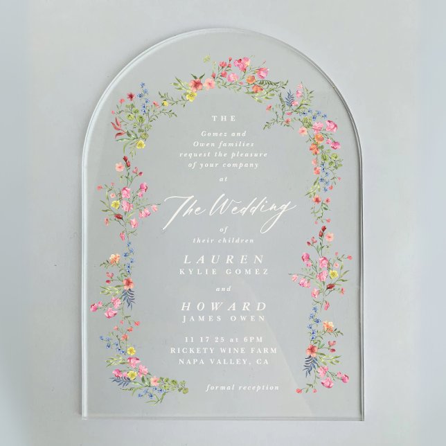 Invitations En Acrylique dainty romantique arche fleurie printemps jardin m (Créateur téléchargé)