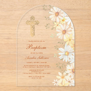 Invitations En Acrylique Daisies Arch Baptême
