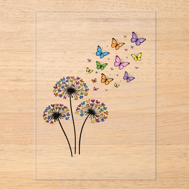Invitations En Acrylique Dandelion butterfly flow (Recto)
