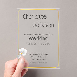 Invitations En Acrylique Deco Or Cadre Vintage Lily Mariage givré