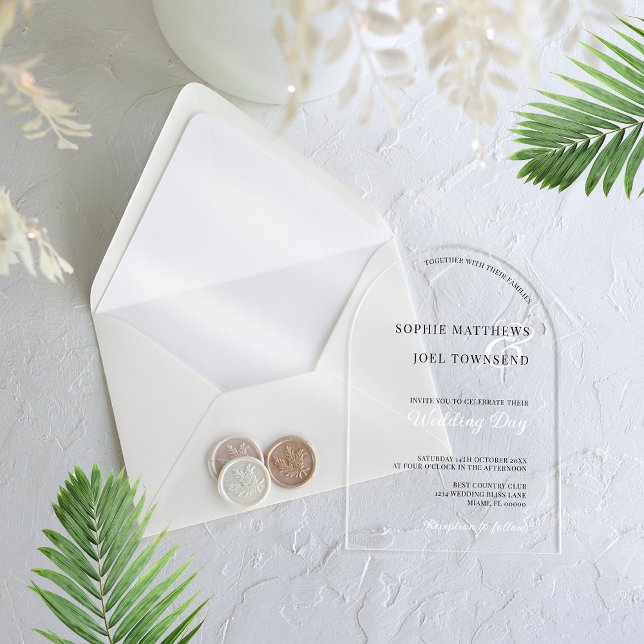 Invitations En Acrylique Décontracté moderne grand écran noir Mariage blanc (Créateur téléchargé)