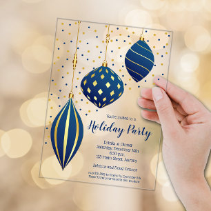 Invitations En Acrylique Décoration de Noël Bleu et Or Fêtes