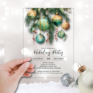 Invitations En Acrylique Décorations de Noël de fête de Noël vert or