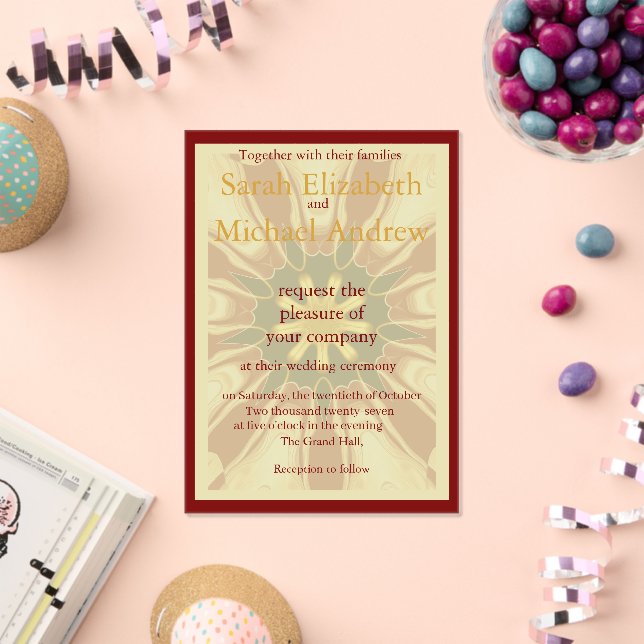 Invitations En Acrylique Deep Crimson Starburst Design | Opulent Modern Hi (Insitu (Célébration))