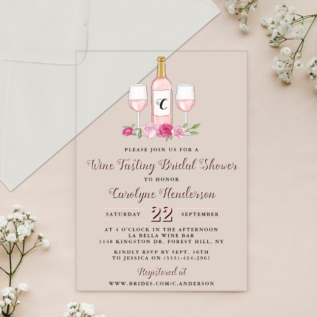 Invitations En Acrylique Dégustation de vin simplement sucré pour enterreme (Créateur téléchargé)