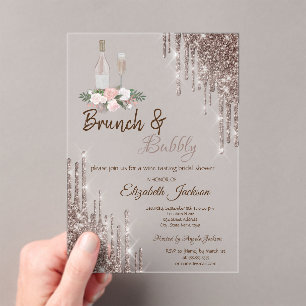 Invitations En Acrylique Déjeuner chic avec des coulures en or rose et bull