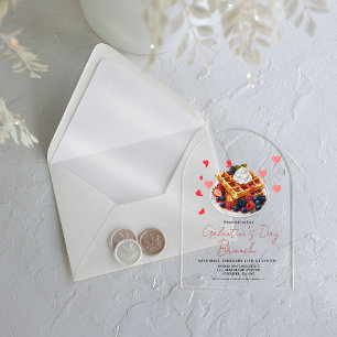 Invitations En Acrylique Déjeuner de la Saint-Valentin aux cœurs roses et r