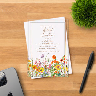 Invitations En Acrylique Déjeuner de Mariée Bohème Fleurs Sauvages Shower d