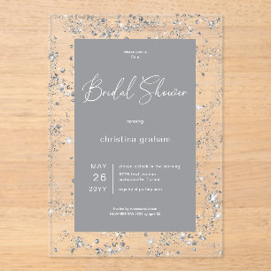 Invitations En Acrylique Déjeuner nuptial moderne en verre noir