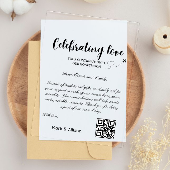 Invitations En Acrylique Demande de fonds de voyage Code Qr Cadeau de lune  (Travel Fund Request Qr Code Honeymoon Fund Acrylic Invitations)