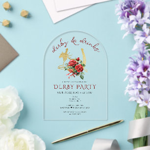 Invitations En Acrylique Derby de chevaux de course modernes et soirée Eque