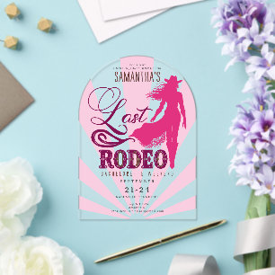 Invitations En Acrylique Dernier Rodéo Vachère Rose Nash Bash Enterrement d