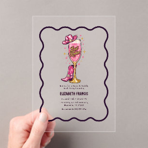 Invitations En Acrylique Dernière Fête de Bachelorette Disco Cowgirl Rodeo