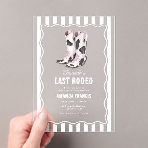 Invitations En Acrylique Dernière Rodeo Disco Cowgirl Occidental Enterremen