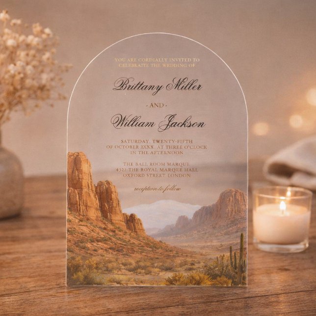 Invitations En Acrylique Desert Mountain Landscape Southwestern Wedding (Créateur téléchargé)