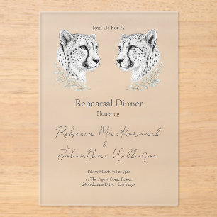 Invitations En Acrylique Design élégant de dîner de répétition de guépard m
