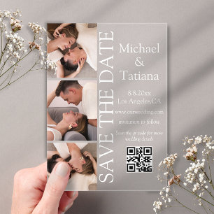 Invitations En Acrylique design photobooth 3 photos code qr enregistrer la