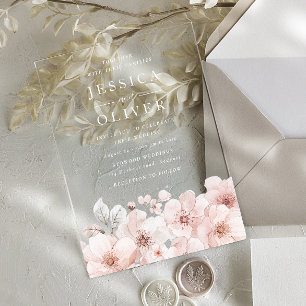 Invitations En Acrylique Designer Blush Floral All Seasons Mariage