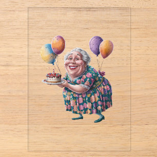 Invitations En Acrylique Dessin de fête d'anniversaire de grand-mère drôle