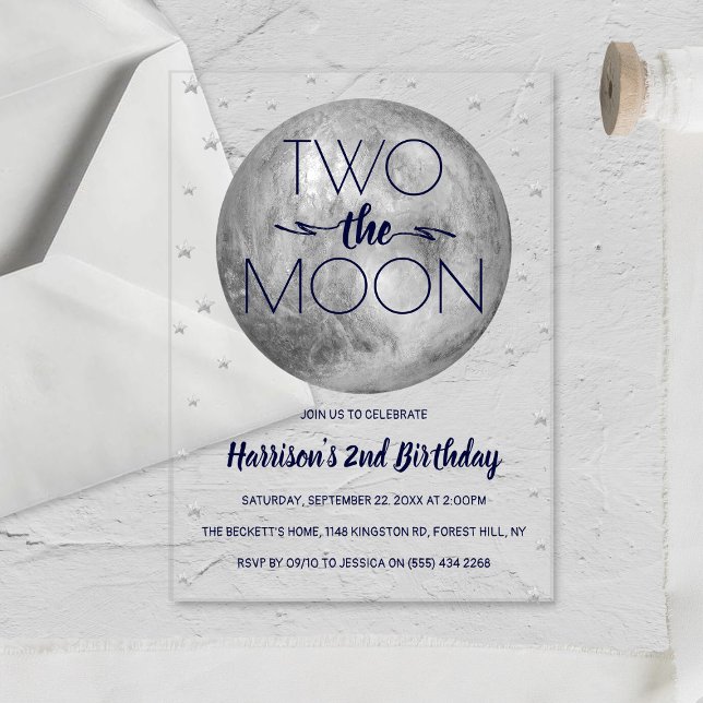 Invitations En Acrylique Deux à la Lune 2e Anniversaire (Créateur téléchargé)