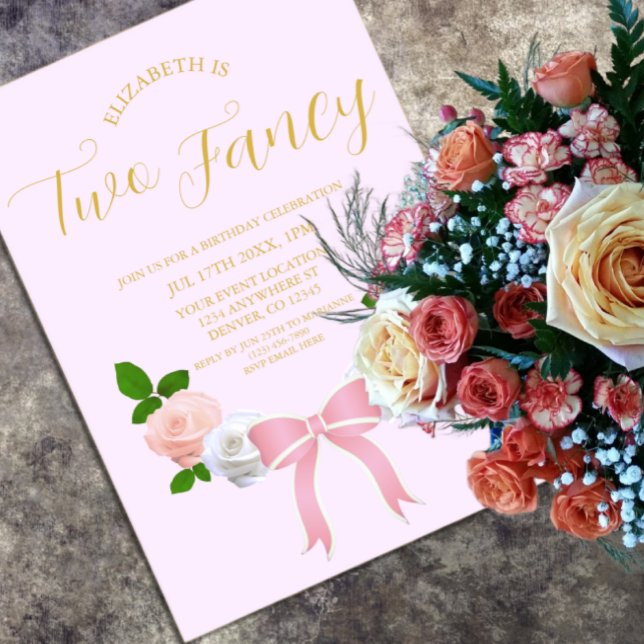 Invitations En Acrylique Deux Fancy Bow Floral Anniversaire (Créateur téléchargé)