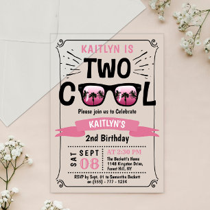 Invitations En Acrylique Deux filles Cool 2e anniversaire