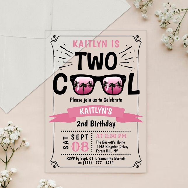 Invitations En Acrylique Deux Filles Cool 2ème Anniversaire (Créateur téléchargé)