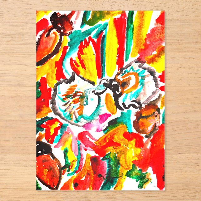 Invitations En Acrylique Deux hérissons jouent l'automne. (Recto)