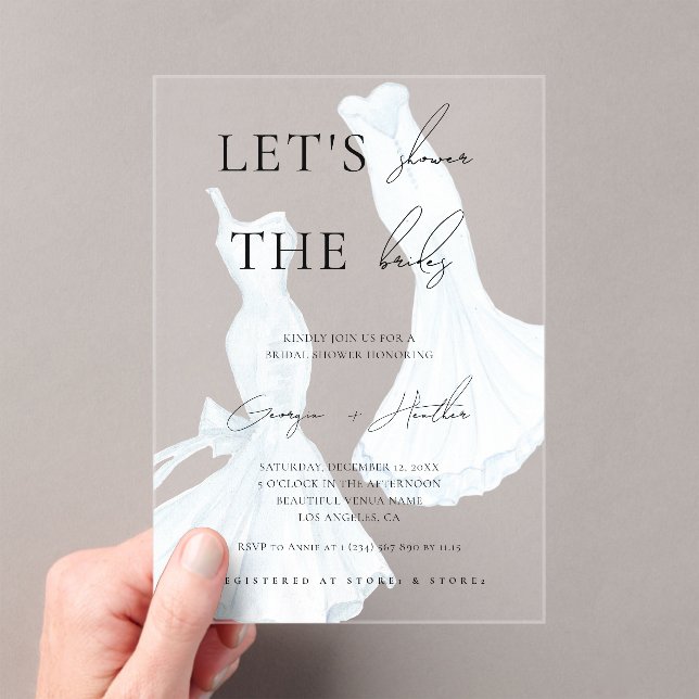 Invitations En Acrylique Deux mariées LGBTQ Aquarelle Fête des mariées (In situ (ordinateur de poche))