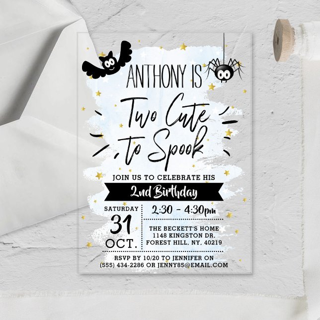 Invitations En Acrylique Deux mignons à parler garçons Halloween 2e anniver (Créateur téléchargé)