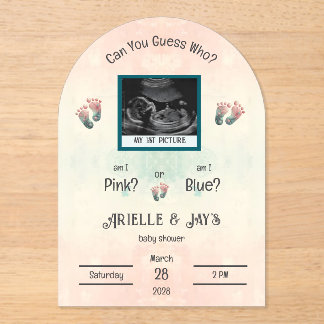 Invitations En Acrylique "Devinez qui" Genre Révéler Baby shower Ultrasound
