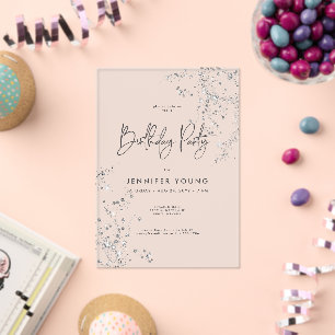 Invitations En Acrylique Diamants de verre blanc noir minimaliste moderne A