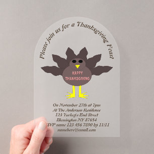 Invitations En Acrylique Dinde plumée de Thanksgiving personnalisée