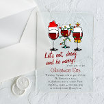 Invitations En Acrylique Dîner de Noël Cocktails Vins Lunettes<br><div class="desc">Soirée de Noël Diner Boissons Cocktails Vins Verres Noël Fête Acrylique Invitations comprend des verres à vin festifs avec cloches, lumières de Noël et chapeau de Père Noël. Ci-dessous, modifiez les détails pour refléter vos informations d'invitation de fête de Noël sur un arrière - plan opaque. Créé par Evco Holidays...</div>