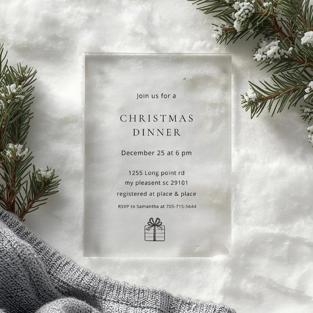 Invitations En Acrylique Dîner de Noël Minimal Moderne (Créateur téléchargé)