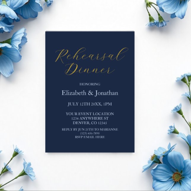 Invitations En Acrylique Dîner de répétition bleu opulent (Créateur téléchargé)