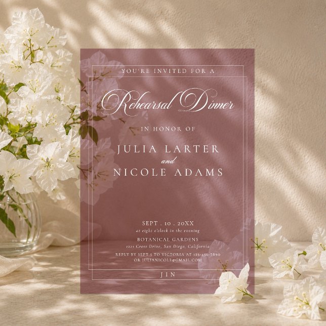 Invitations En Acrylique Dîner de répétition de calligraphie classique Bour (Créateur téléchargé)