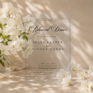 Invitations En Acrylique Dîner de répétition de calligraphie ivoire noir cl