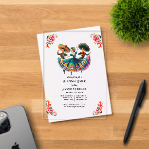 Invitations En Acrylique Dîner de répétition de la Fiesta mexicaine folklor