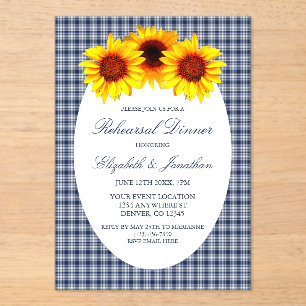Invitations En Acrylique Dîner de répétition de tournesol